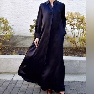 TWP Women's Elegant Blue Silk Maxi Gown